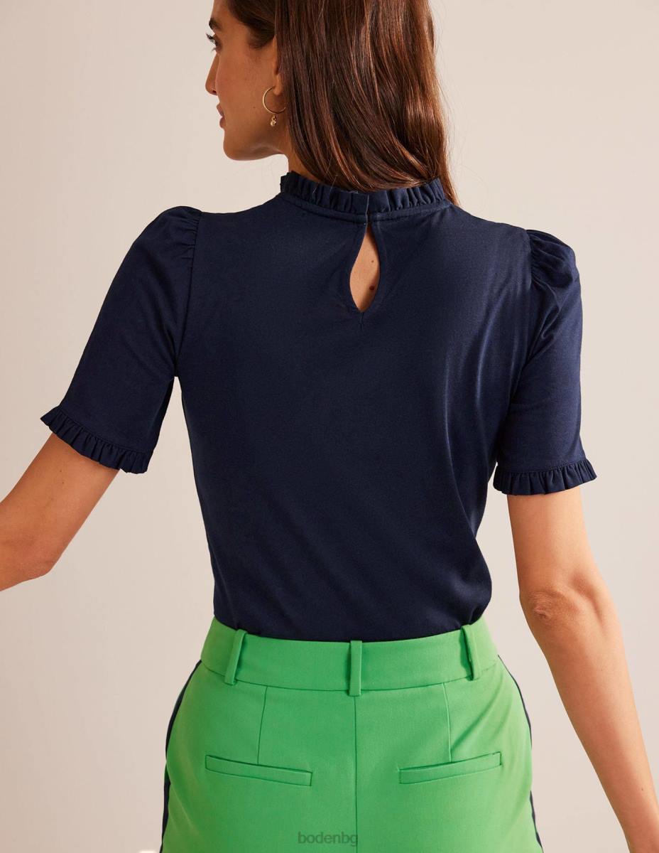 облекло Boden супер мека тениска с волани военноморски флот Жени LL68101