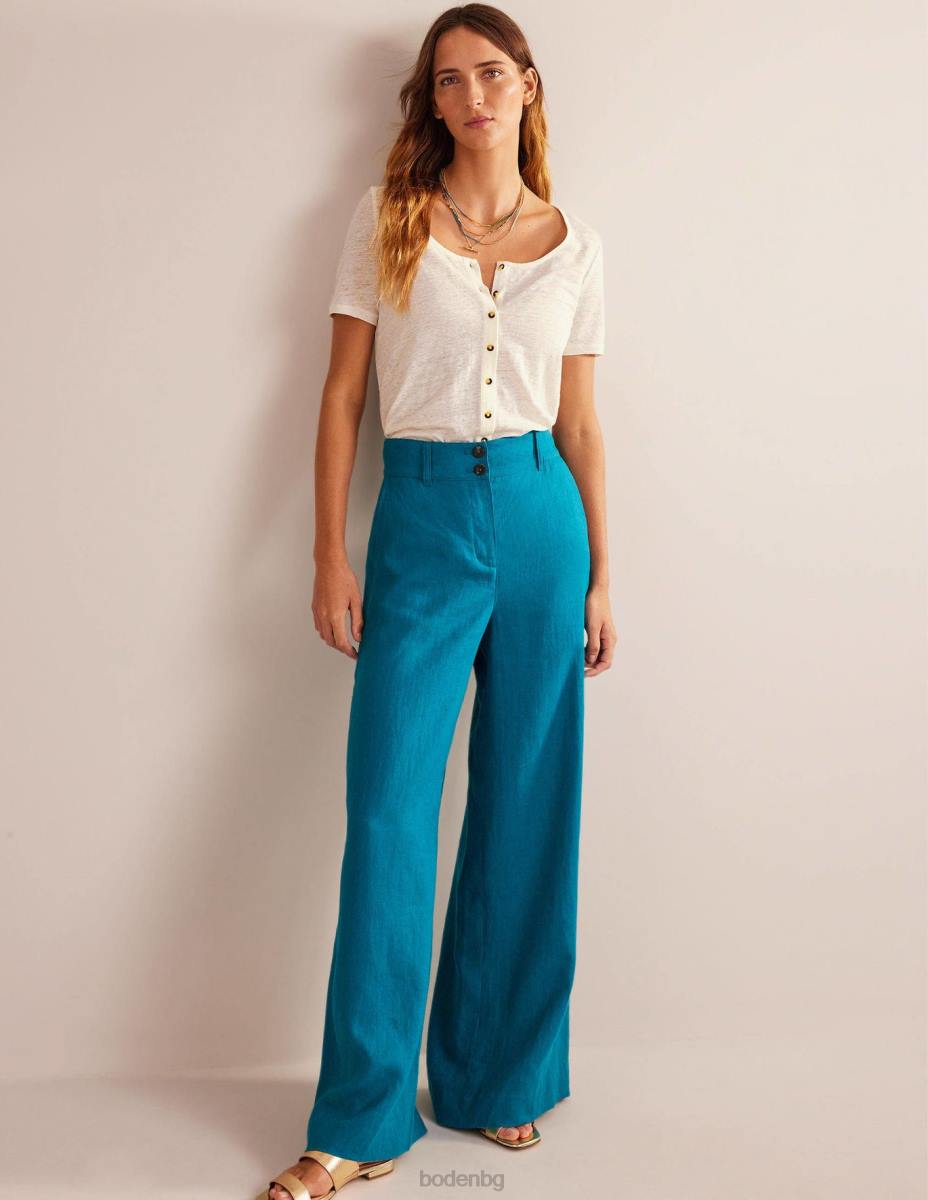 облекло Boden ленена тениска с широко деколте слонова кост Жени LL681032