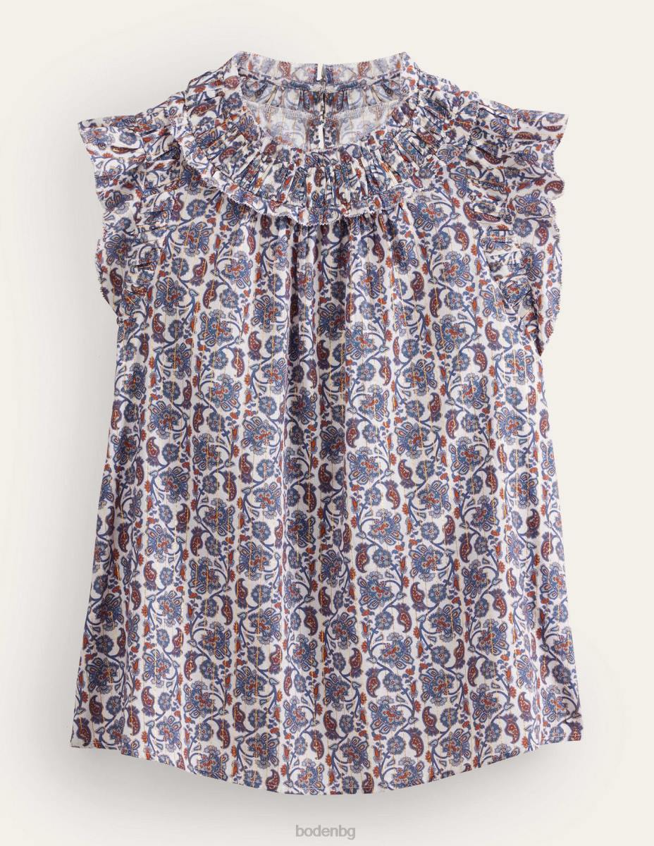 облекло Boden горна част без ръкави с набрани детайли слонова кост и пейсли Жени LL681064
