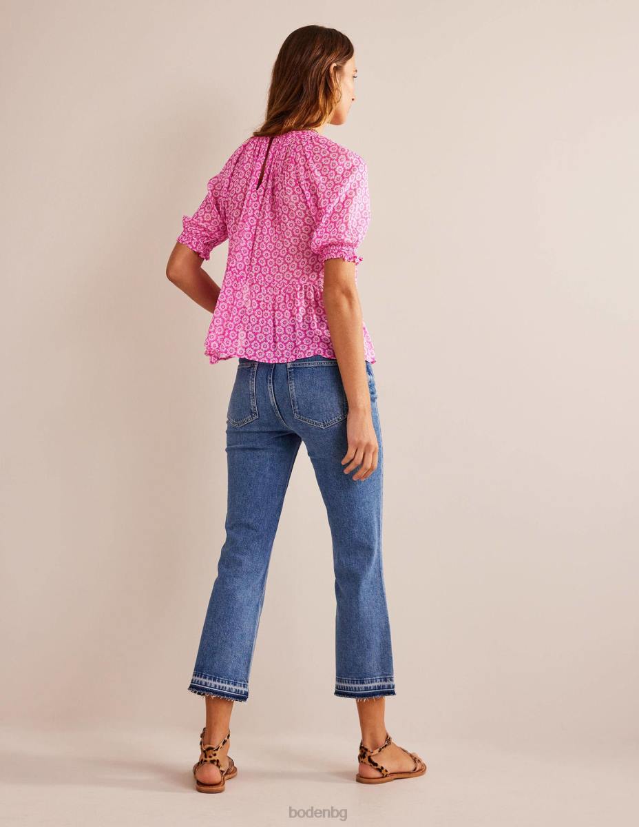 облекло Boden набрано бляскаво горнище от жоржет флокс розово и изгрев поп Жени LL68106