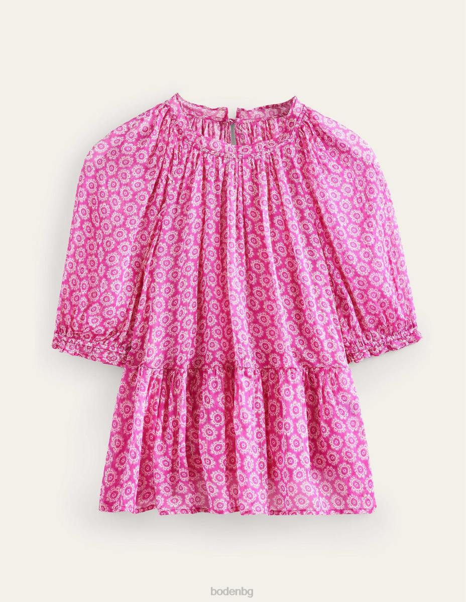 облекло Boden набрано бляскаво горнище от жоржет флокс розово и изгрев поп Жени LL68106