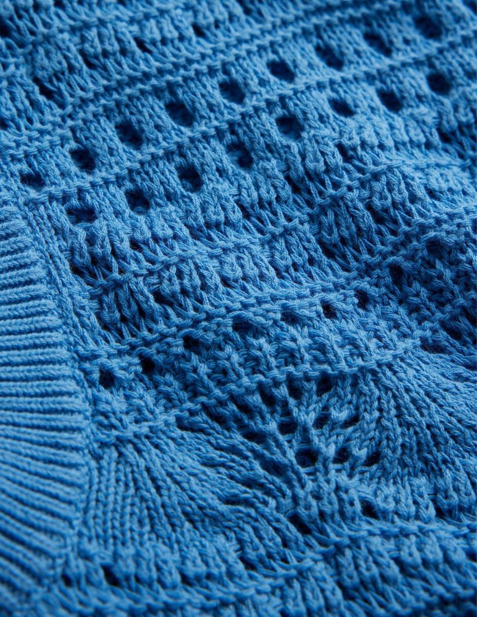 облекло Boden изрязан резервоар за плетене на ресни порцеланово синьо Жени LL681098