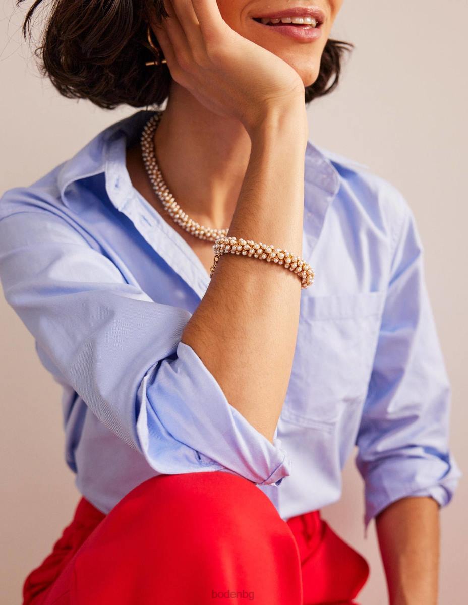 облекло Boden горнище с ками с набрани детайли бяло Жени LL681132