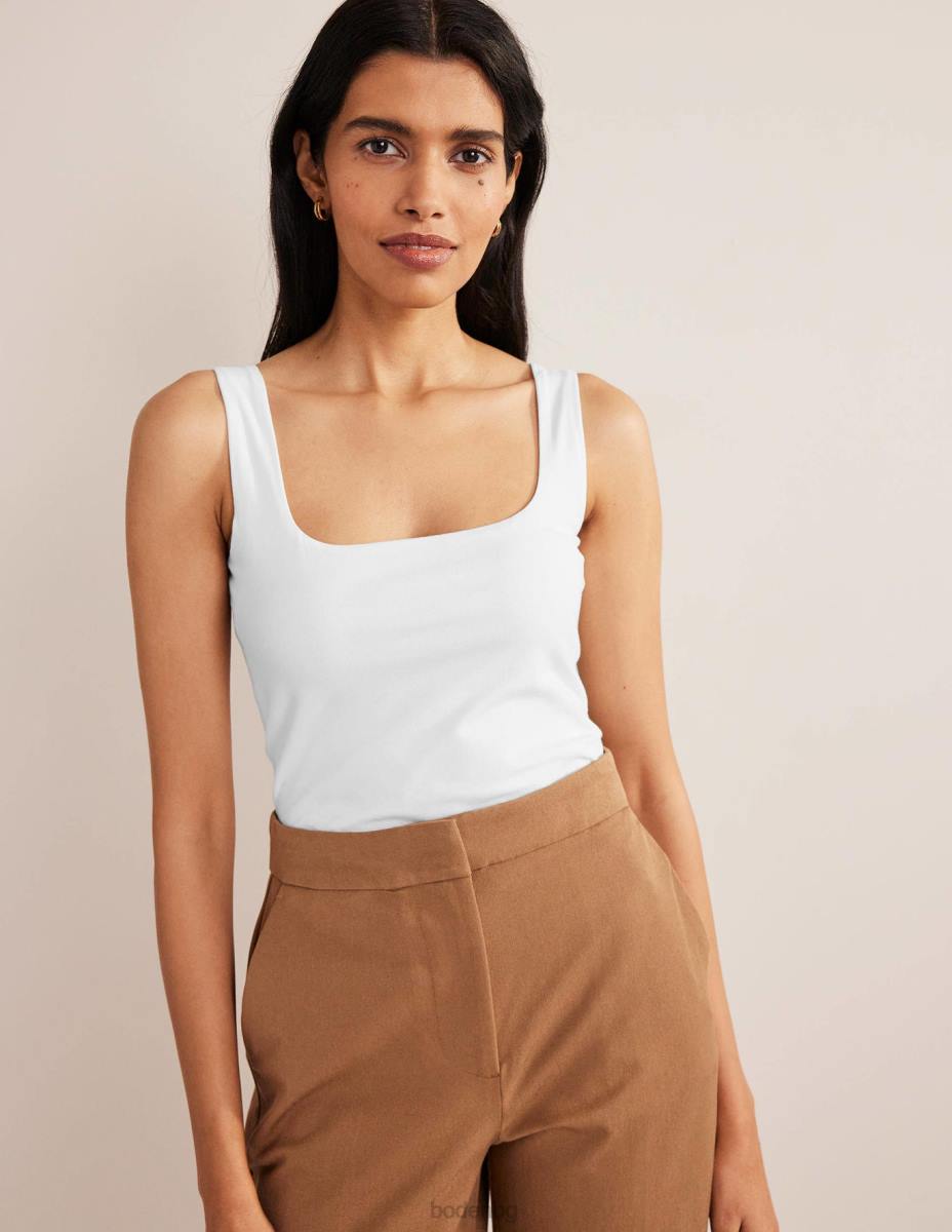 облекло Boden двуслойна жилетка с квадратно деколте бяло Жени LL68116