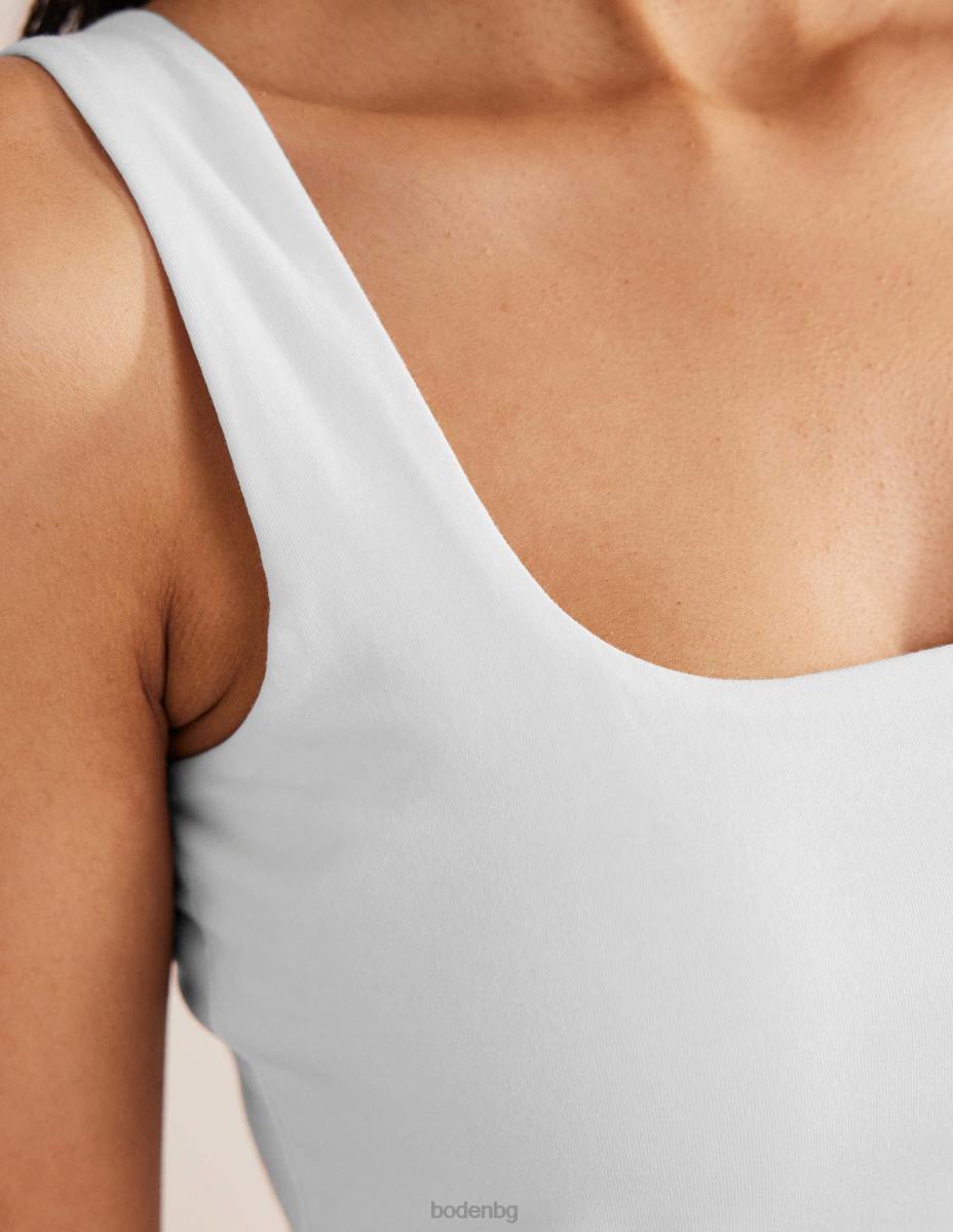 облекло Boden двуслойна жилетка с квадратно деколте бяло Жени LL68116