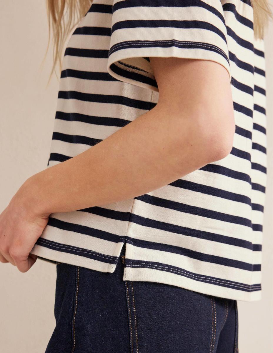 облекло Boden тежка бретонска тениска слонова кост/морско синьо райе Жени LL681206