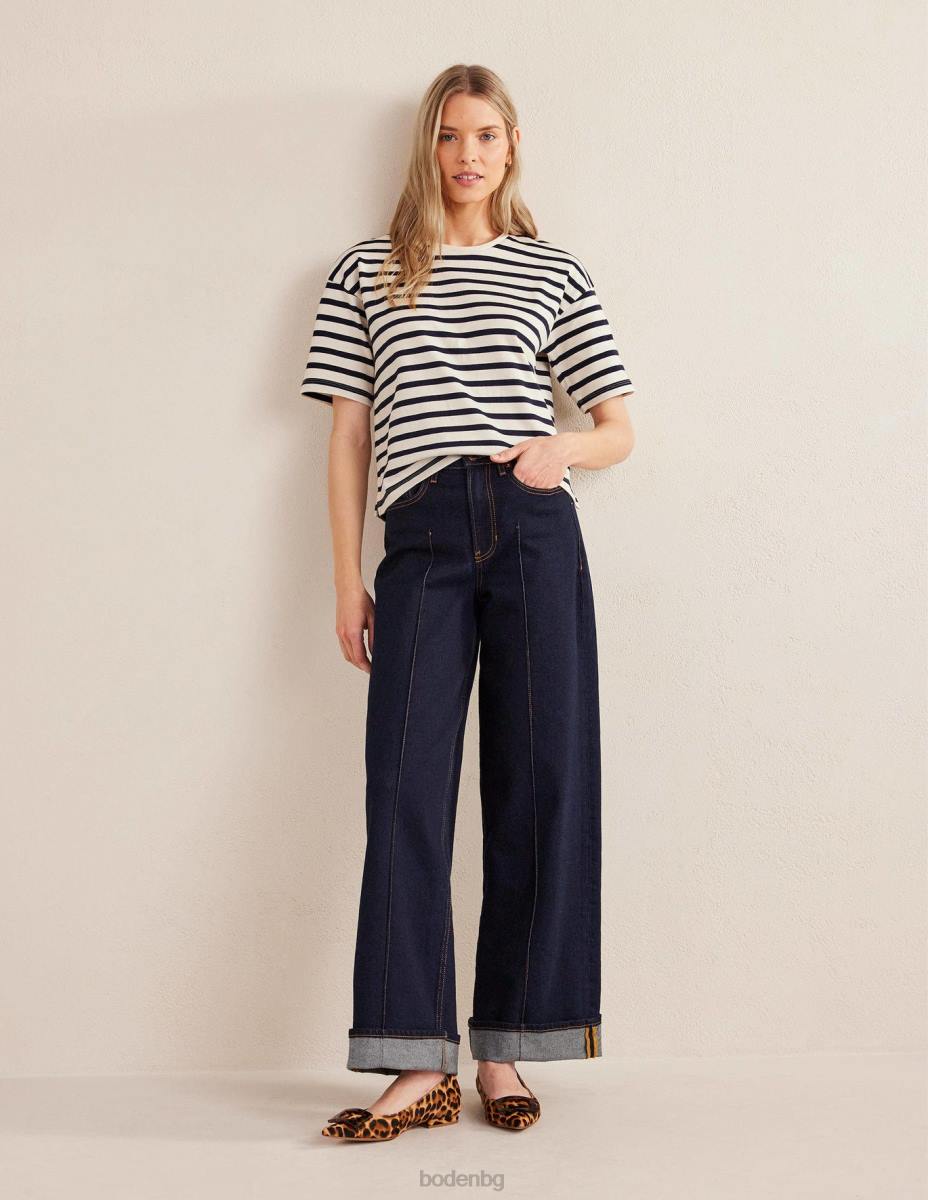 облекло Boden тежка бретонска тениска слонова кост/морско синьо райе Жени LL681206