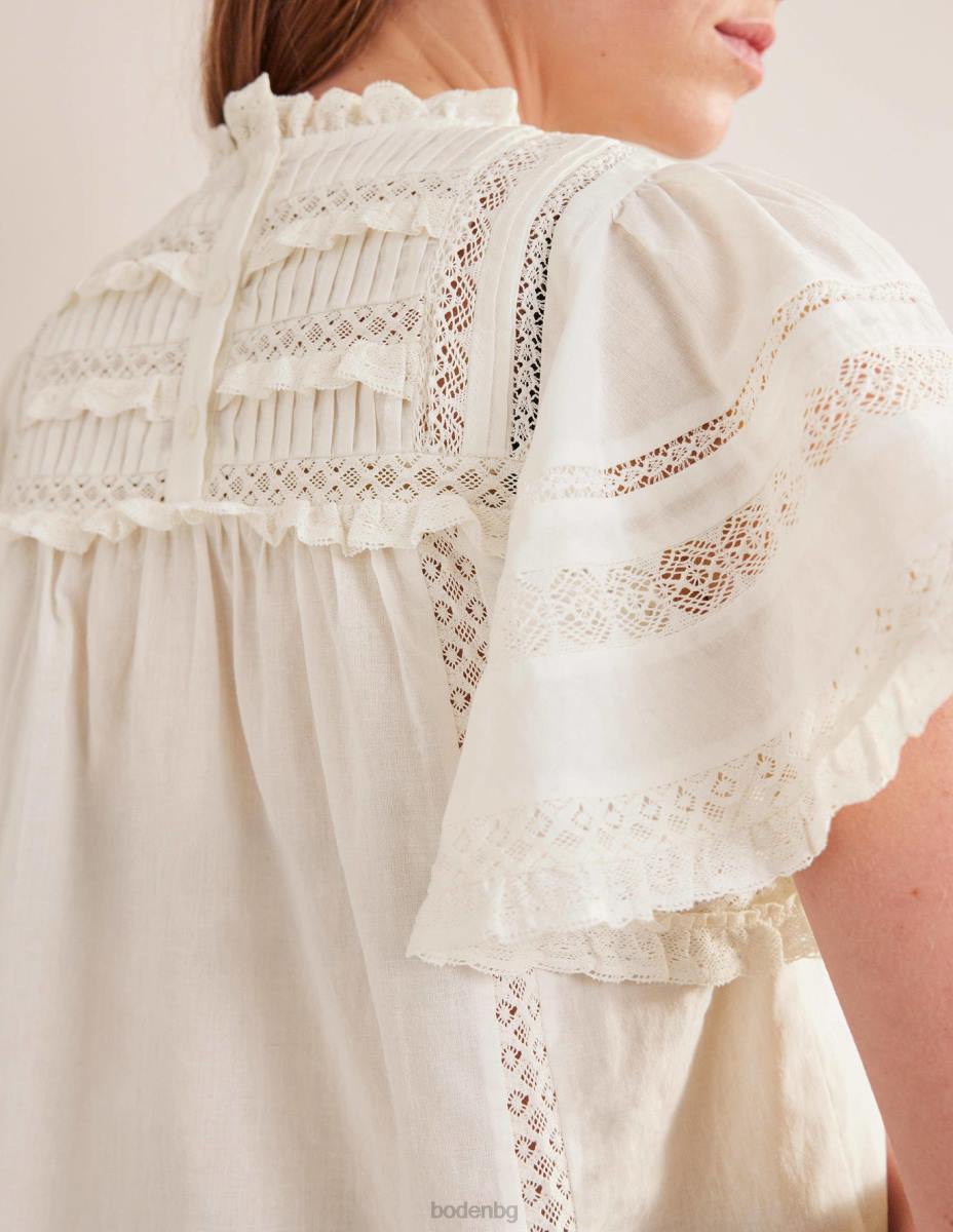 облекло Boden горна част с детайли на тапицерия с плавни ръкави слонова кост Жени LL681221