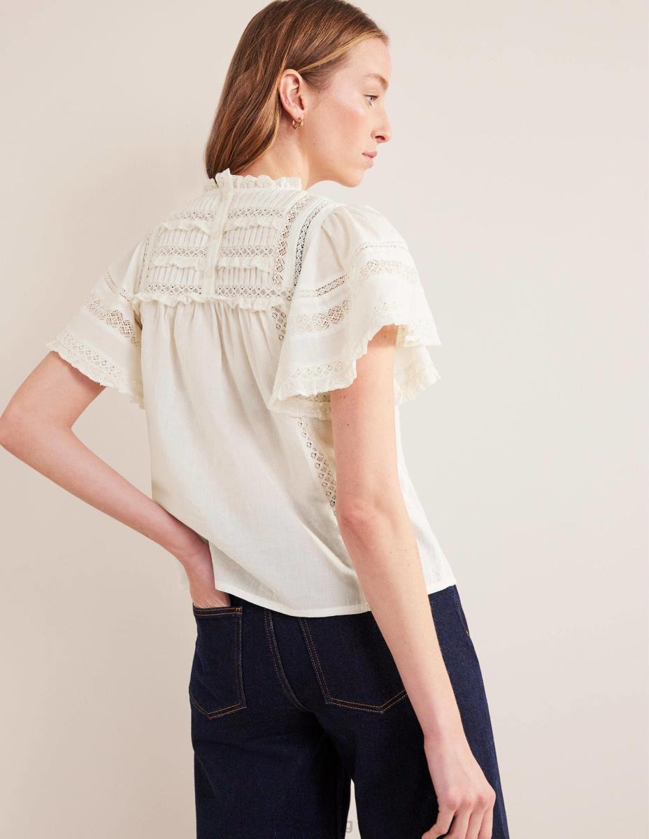 облекло Boden горна част с детайли на тапицерия с плавни ръкави слонова кост Жени LL681221