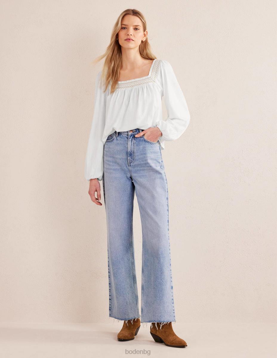 облекло Boden горна част с квадратно деколте бял и златен металик Жени LL681274