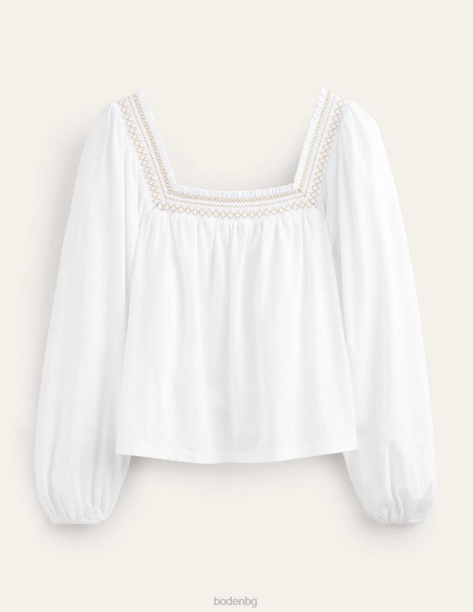 облекло Boden горна част с квадратно деколте бял и златен металик Жени LL681274