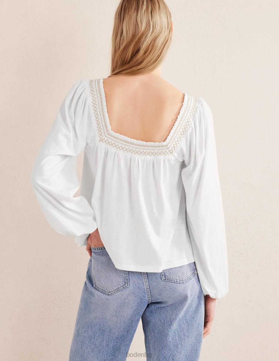 облекло Boden горна част с квадратно деколте бял и златен металик Жени LL681274