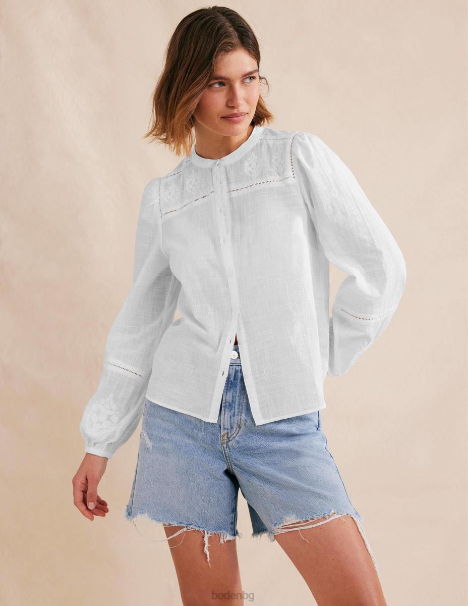 облекло Boden бродирана горна част с блузон бяло Жени LL681301