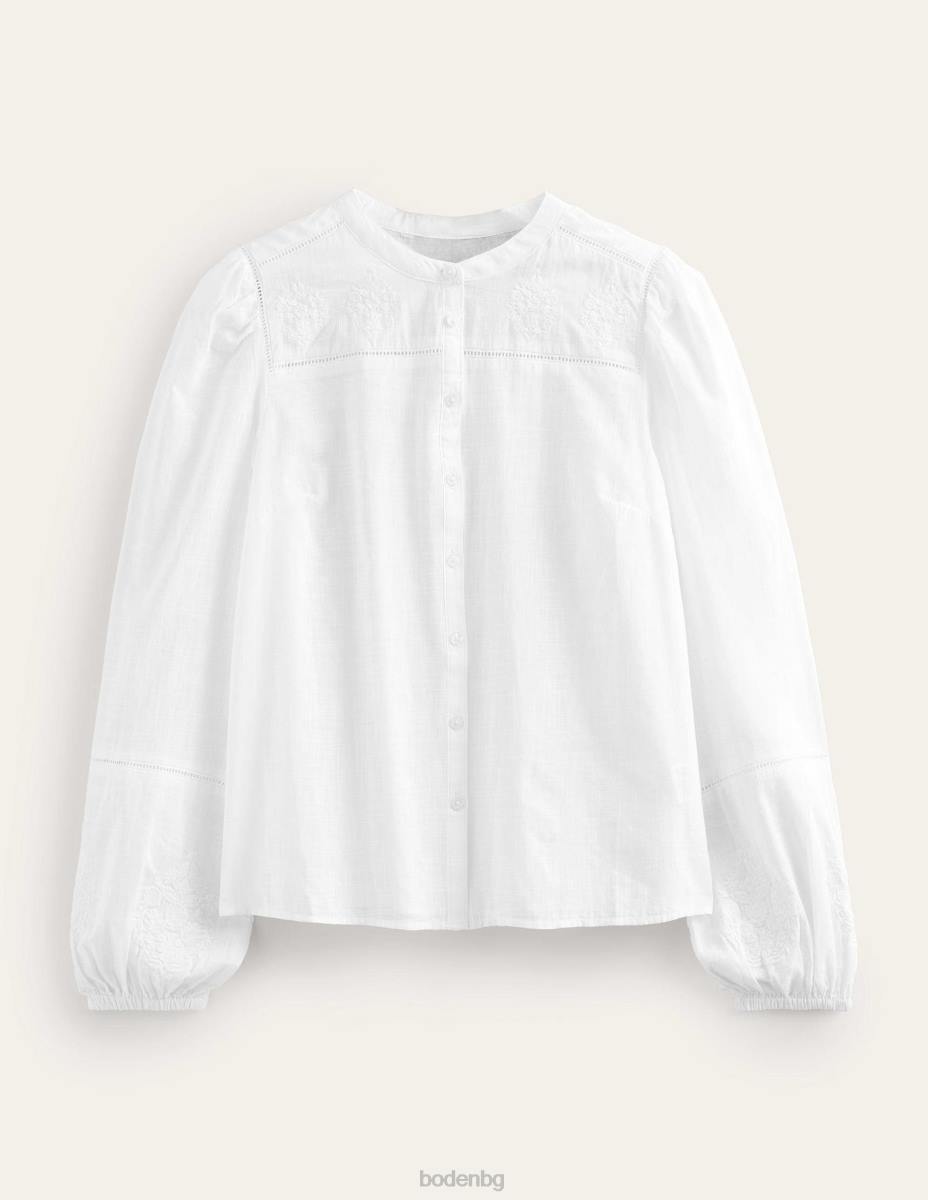 облекло Boden бродирана горна част с блузон бяло Жени LL681301