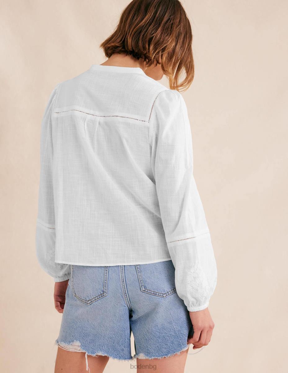 облекло Boden бродирана горна част с блузон бяло Жени LL681301