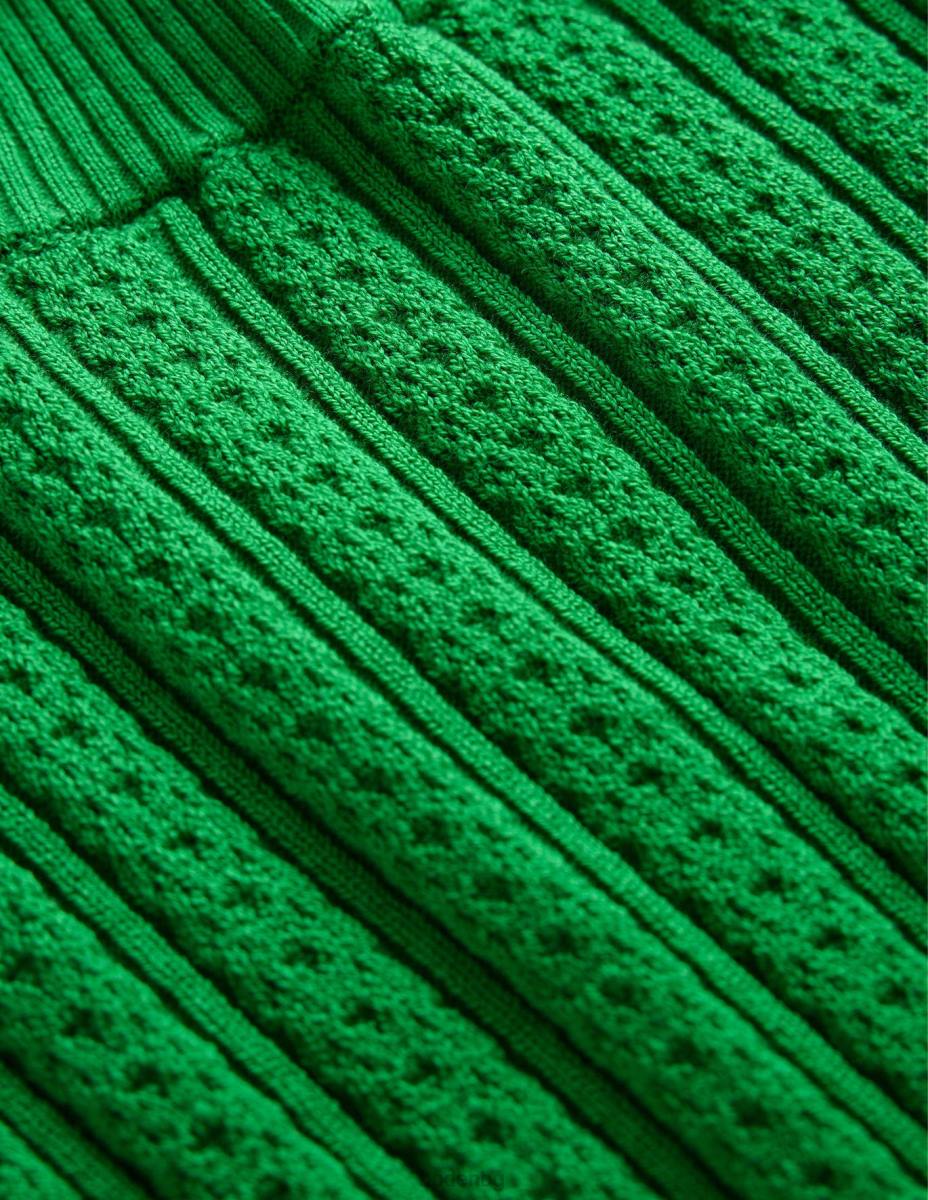 облекло Boden оребрена горна част с високо деколте зелена пчела Жени LL681332