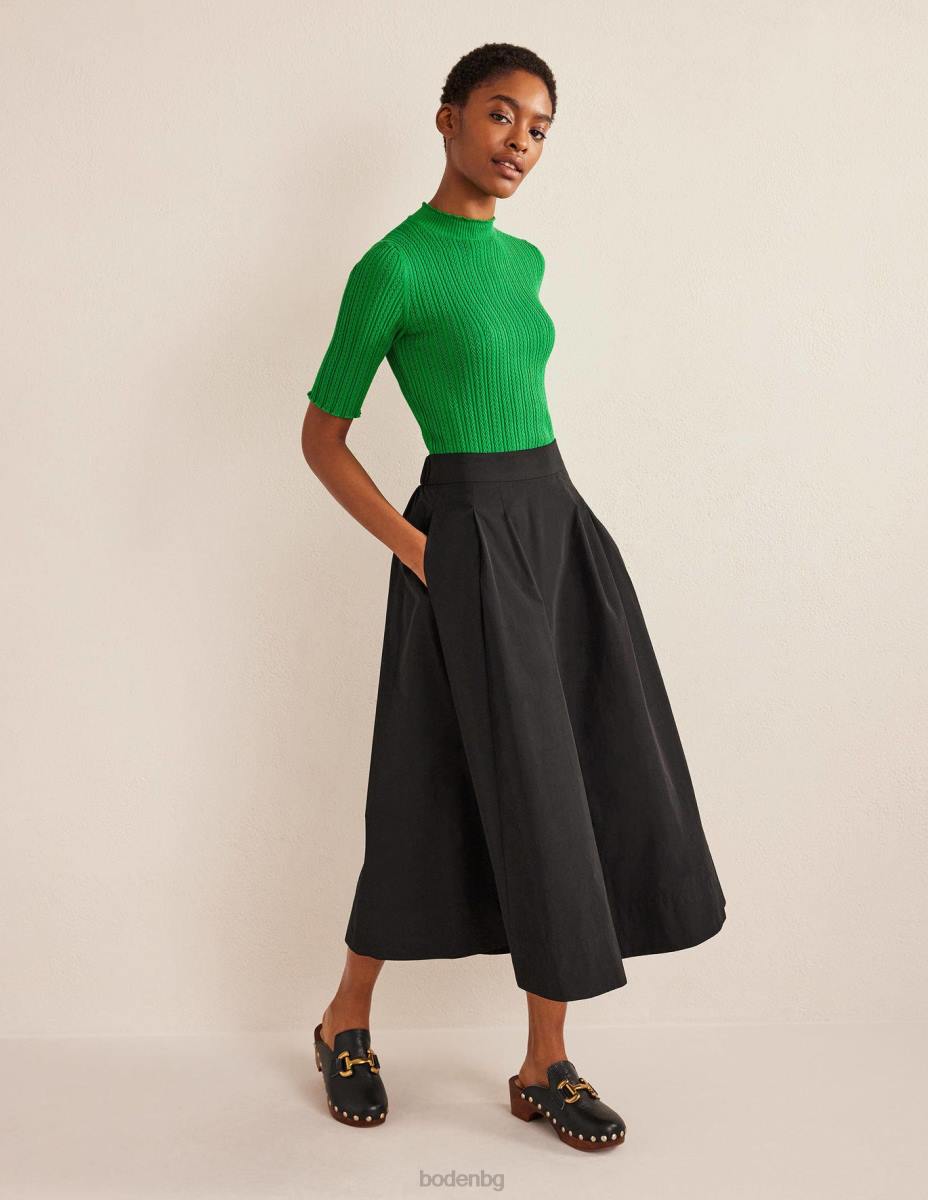 облекло Boden оребрена горна част с високо деколте зелена пчела Жени LL681332