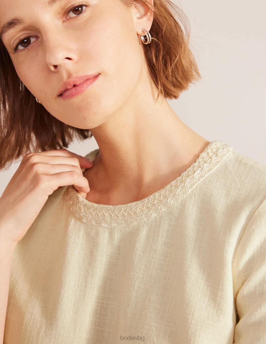 облекло Boden горна част с ресни слонова кост Жени LL681356