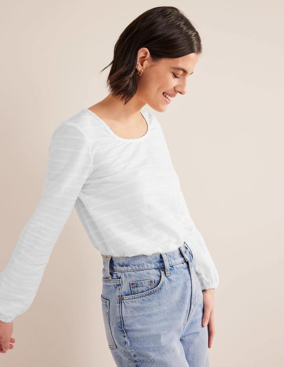 облекло Boden горна част с текстурирано деколте бяло Жени LL681358