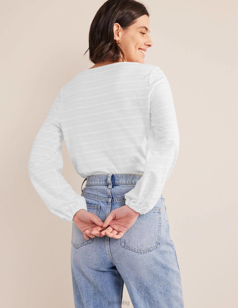 облекло Boden горна част с текстурирано деколте бяло Жени LL681358