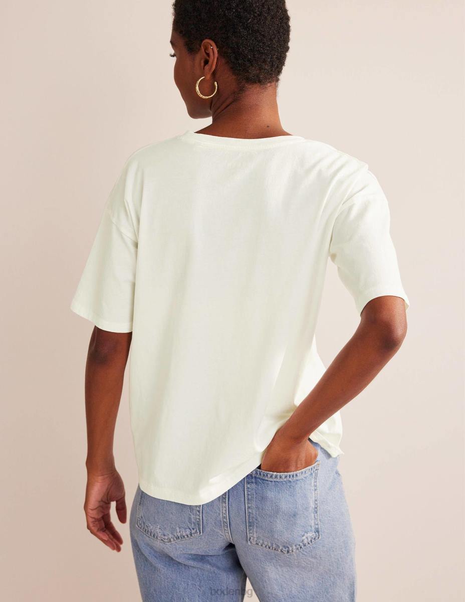 облекло Boden голяма изпрана тениска слонова кост Жени LL681362