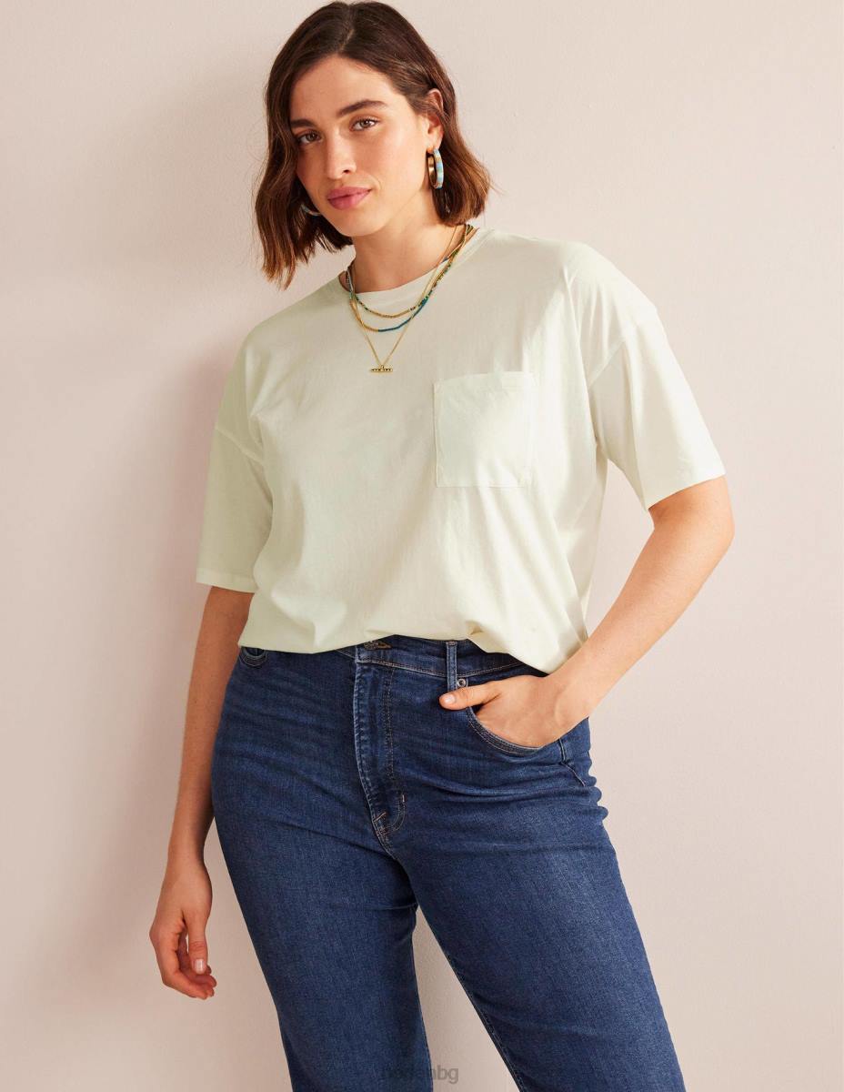 облекло Boden голяма изпрана тениска слонова кост Жени LL681362