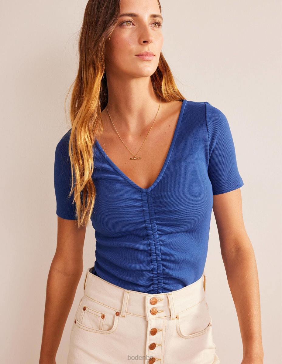облекло Boden тениска с ребра отпред сапфир Жени LL681364