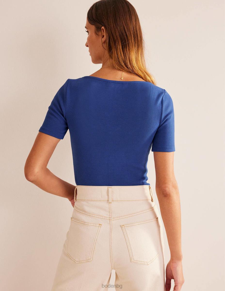облекло Boden тениска с ребра отпред сапфир Жени LL681364