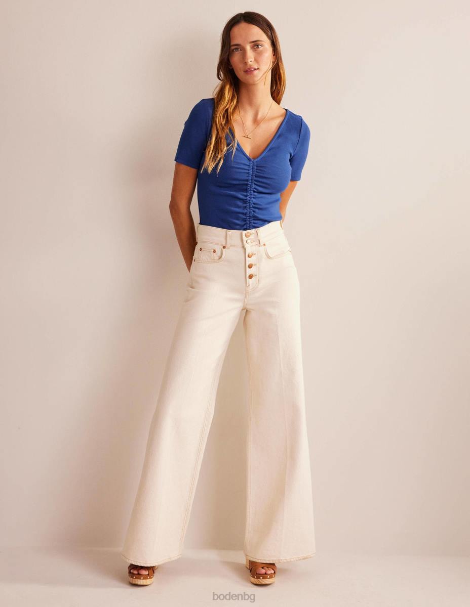 облекло Boden тениска с ребра отпред сапфир Жени LL681364