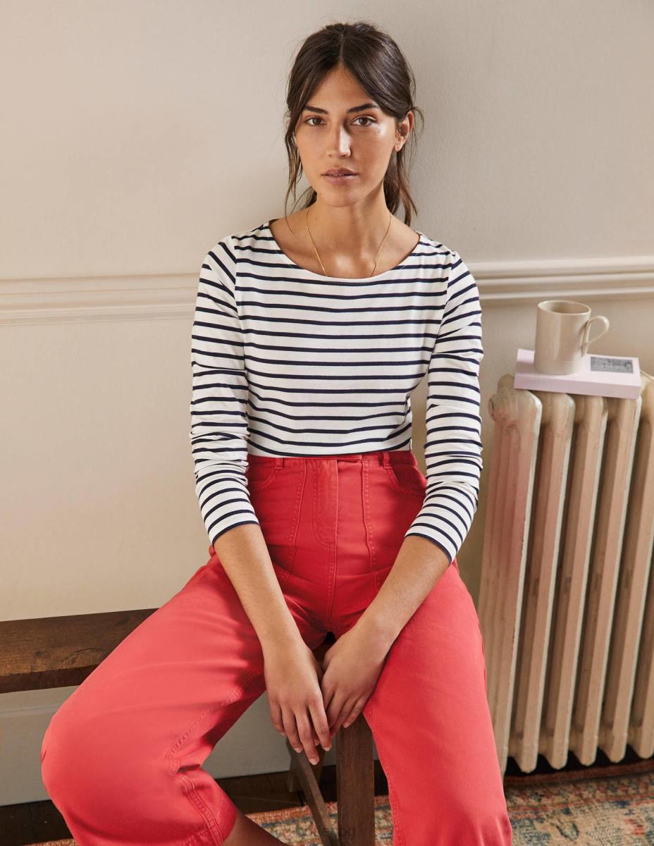 облекло Boden ела бретон с дълъг ръкав слонова кост и флот Жени LL68136