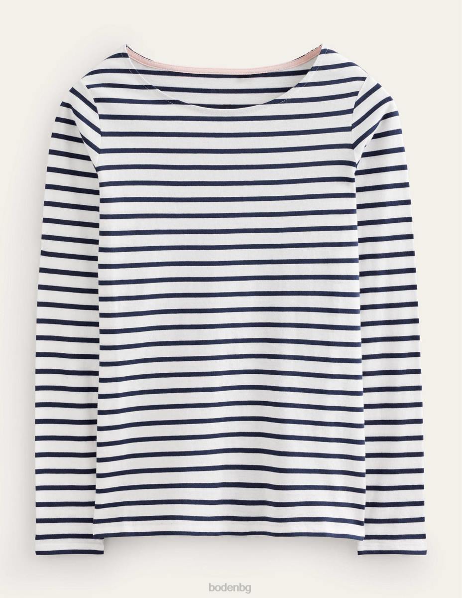 облекло Boden ела бретон с дълъг ръкав слонова кост и флот Жени LL68136