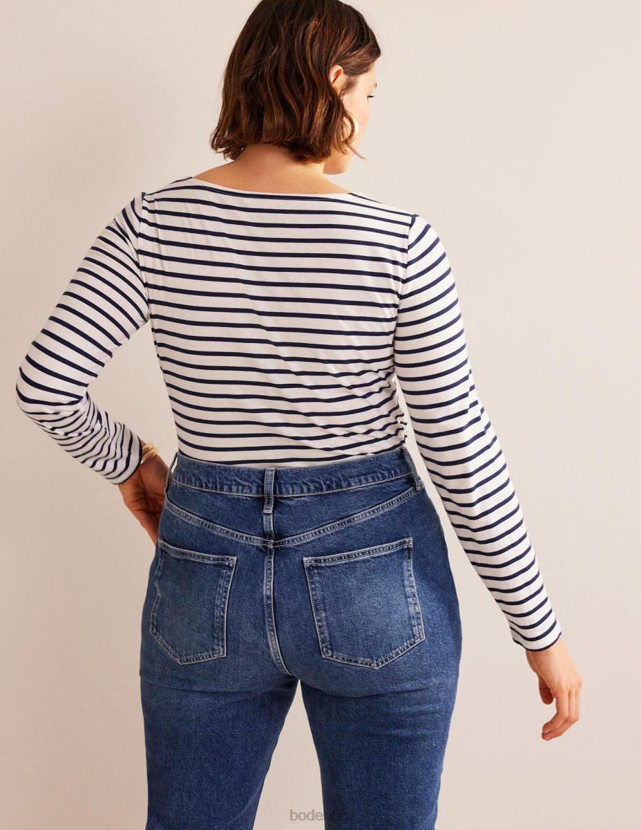 облекло Boden ела бретон с дълъг ръкав слонова кост и флот Жени LL68136