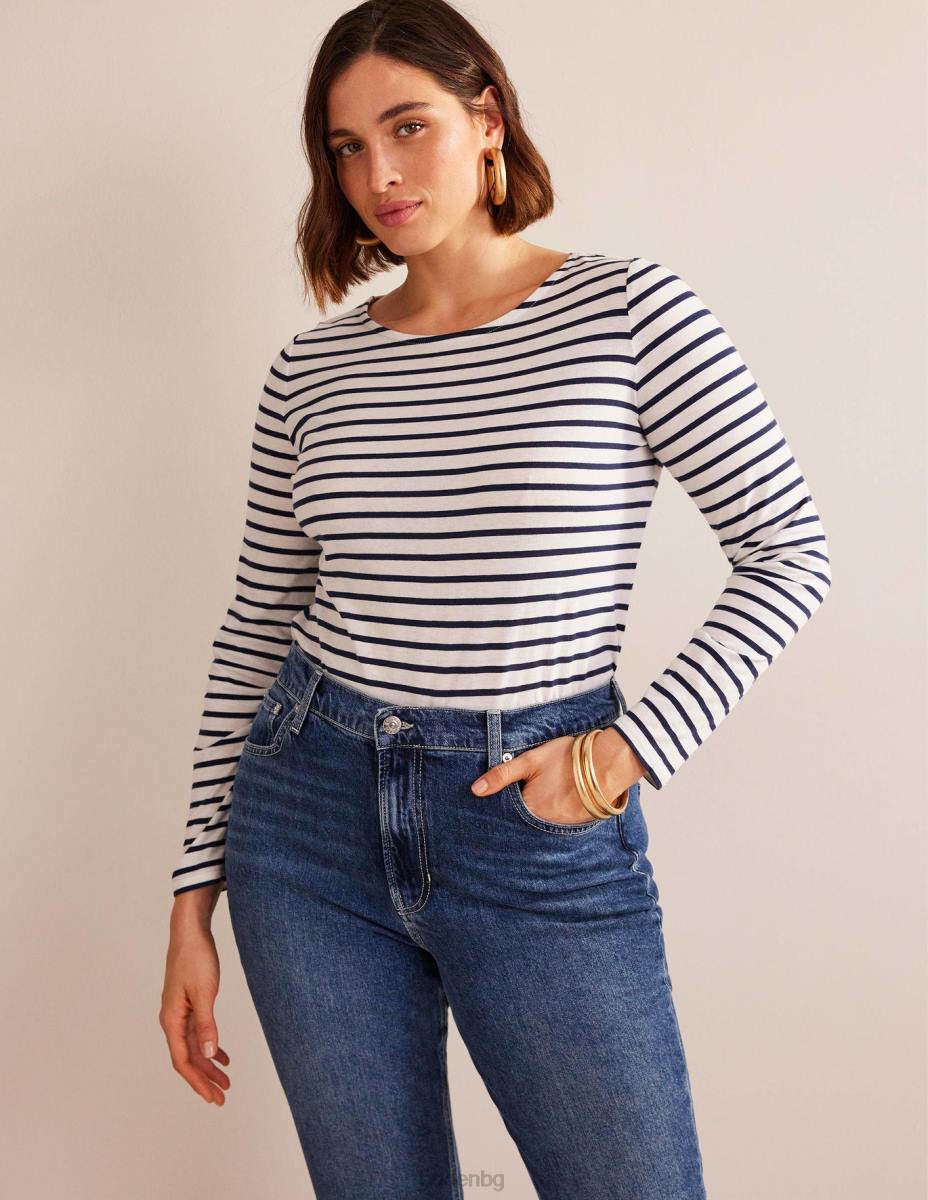 облекло Boden ела бретон с дълъг ръкав слонова кост и флот Жени LL68136