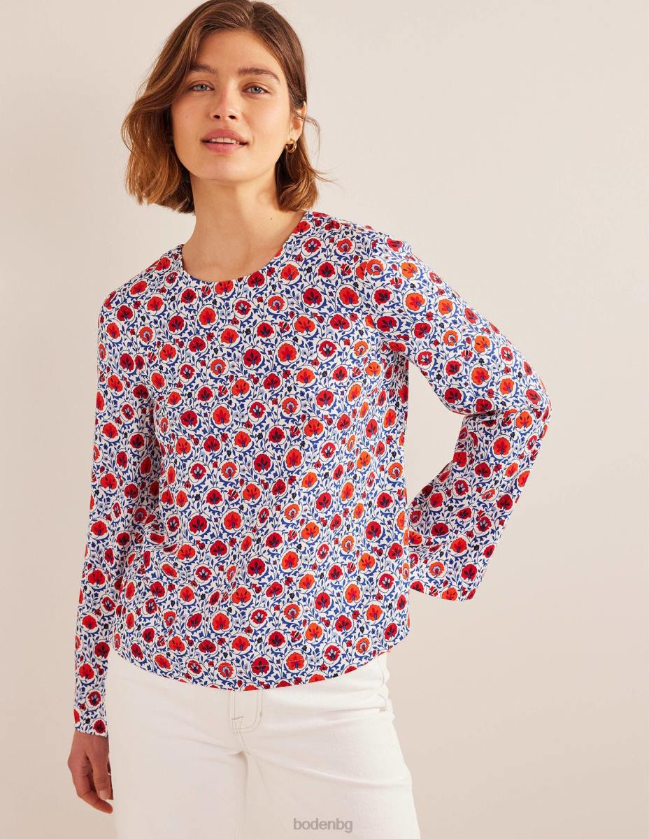 облекло Boden разширена горна част с дълъг ръкав синя вълна и пленителен цвят Жени LL681376