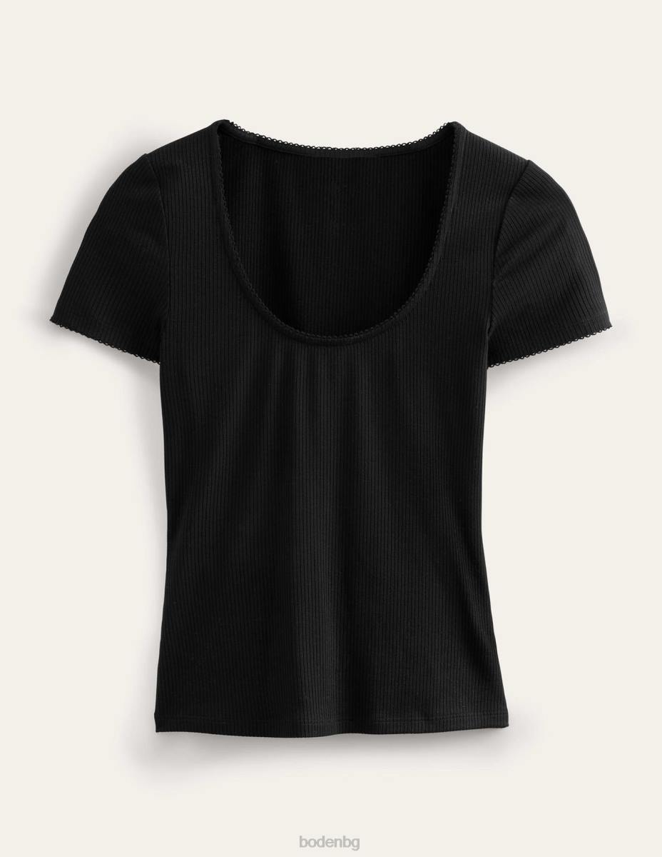 облекло Boden горна част с оребрено деколте черен Жени LL681399