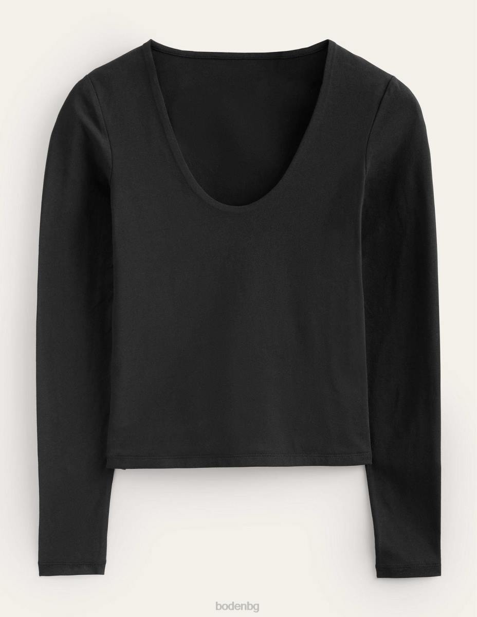 облекло Boden двуслойна горна част с деколте черен Жени LL68140