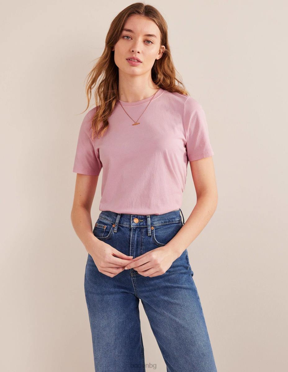 облекло Boden растително боядисана тениска на екипажа розово Жени LL681411