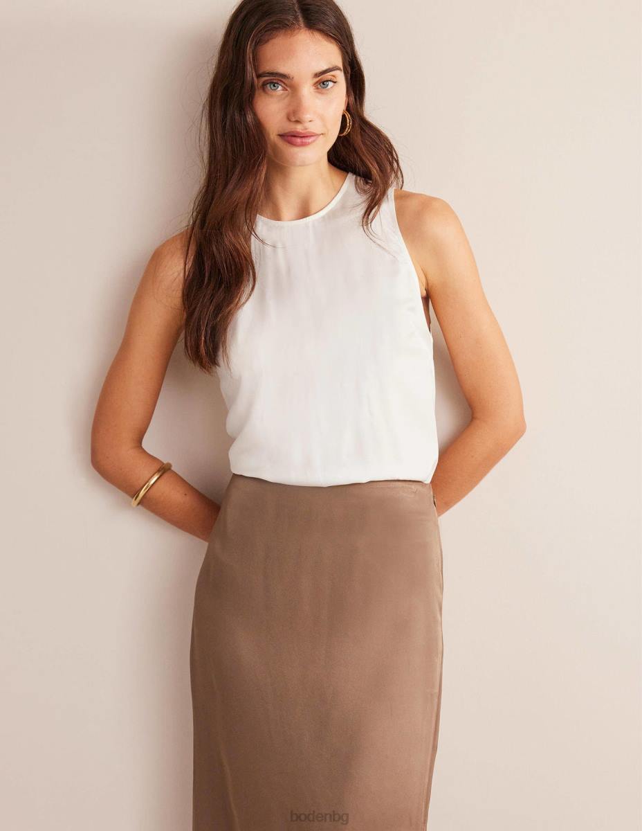 облекло Boden топ от копринена смес слонова кост Жени LL681430