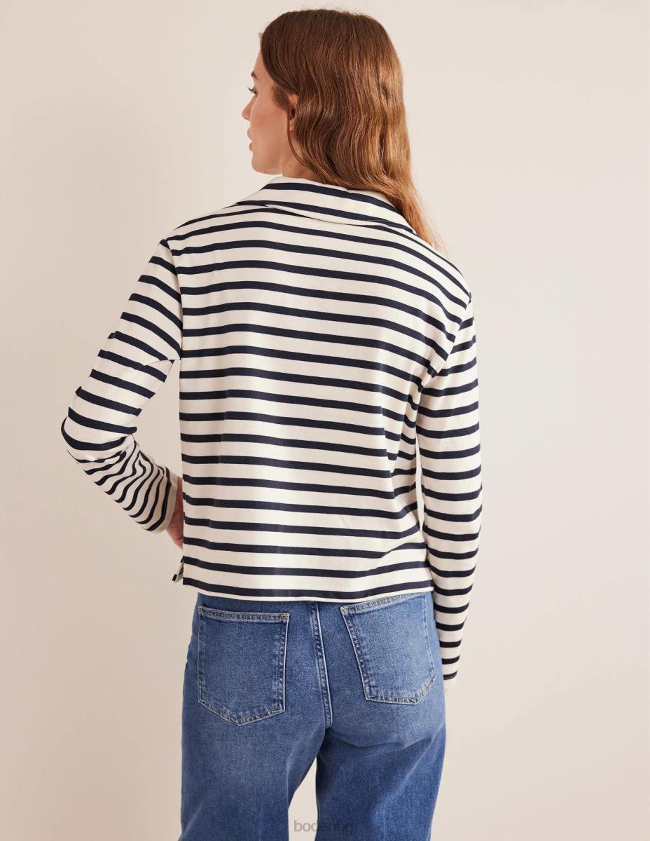 облекло Boden врязана яка ивица отгоре слонова кост/морско синьо райе Жени LL681482