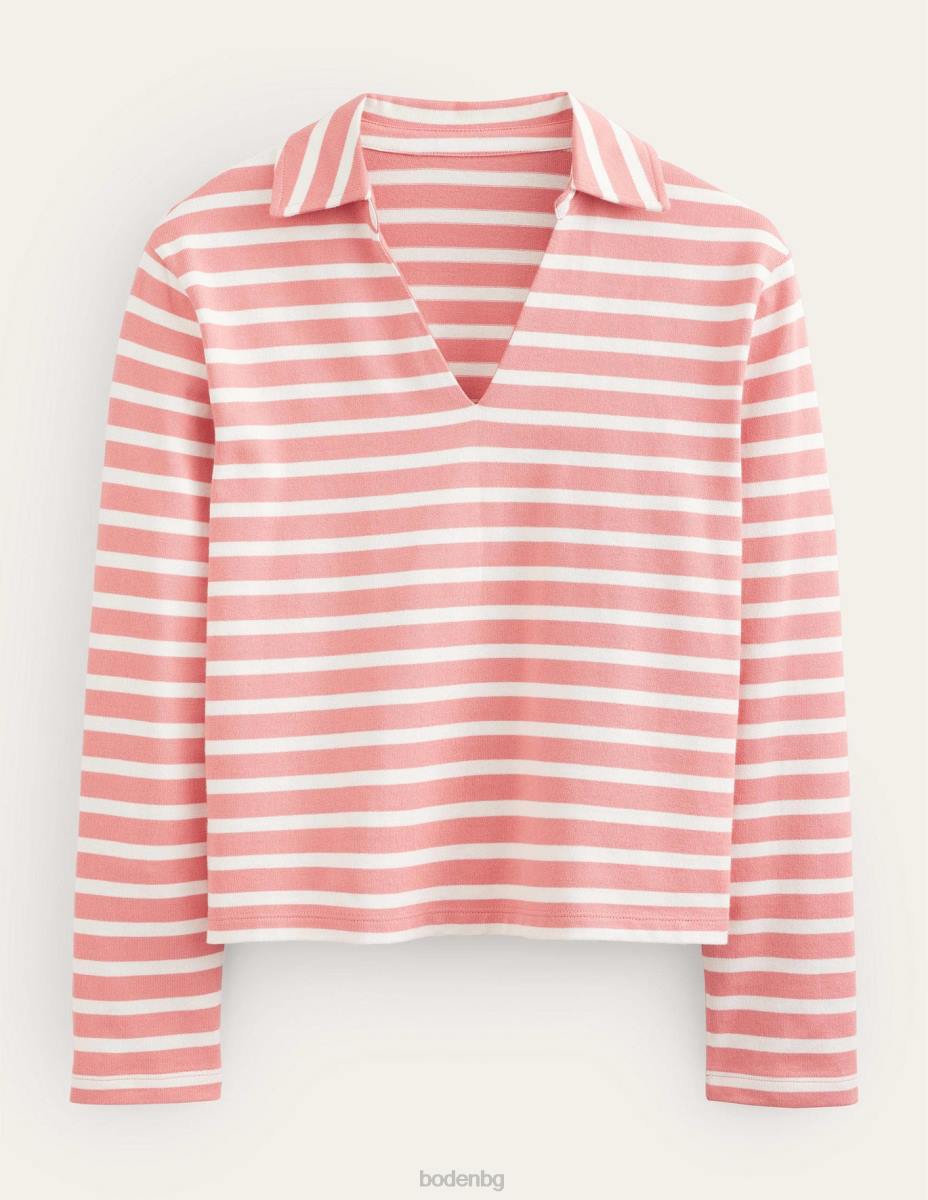 облекло Boden врязана яка ивица отгоре розово розово/слонова кост Жени LL681521