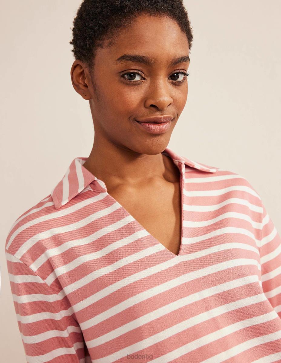 облекло Boden врязана яка ивица отгоре розово розово/слонова кост Жени LL681521