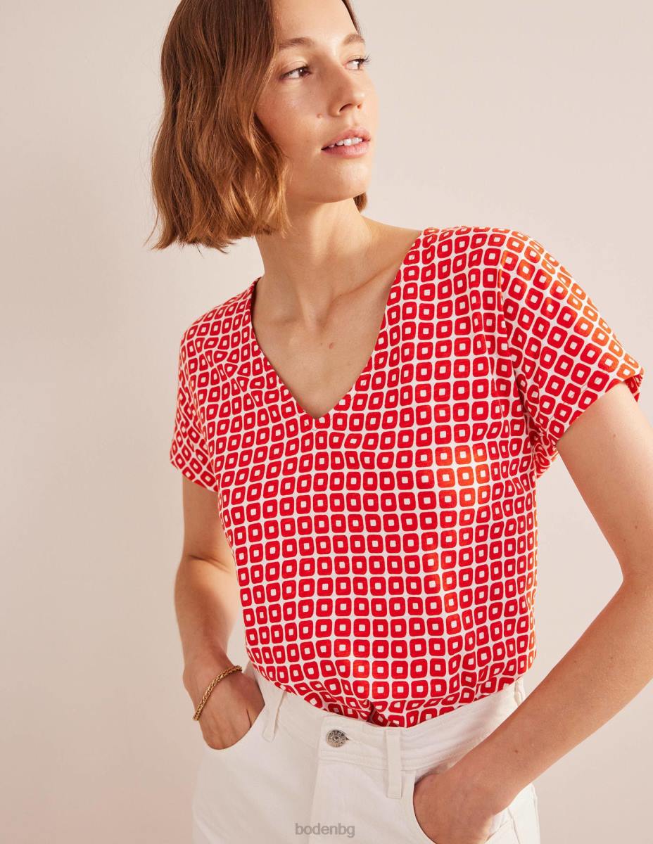 облекло Boden горна част от трико със завързване червено кубче Жени LL681524