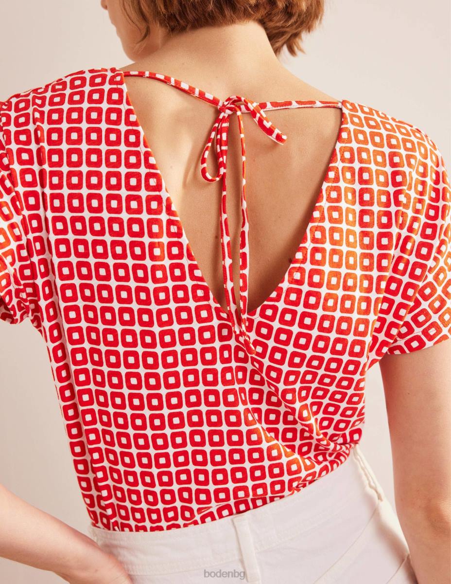 облекло Boden горна част от трико със завързване червено кубче Жени LL681524
