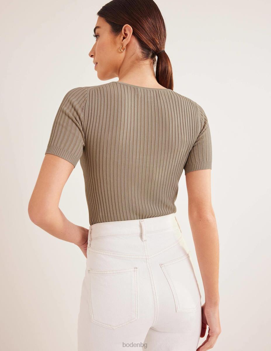 облекло Boden рипсирана плетена тениска камък Жени LL681530