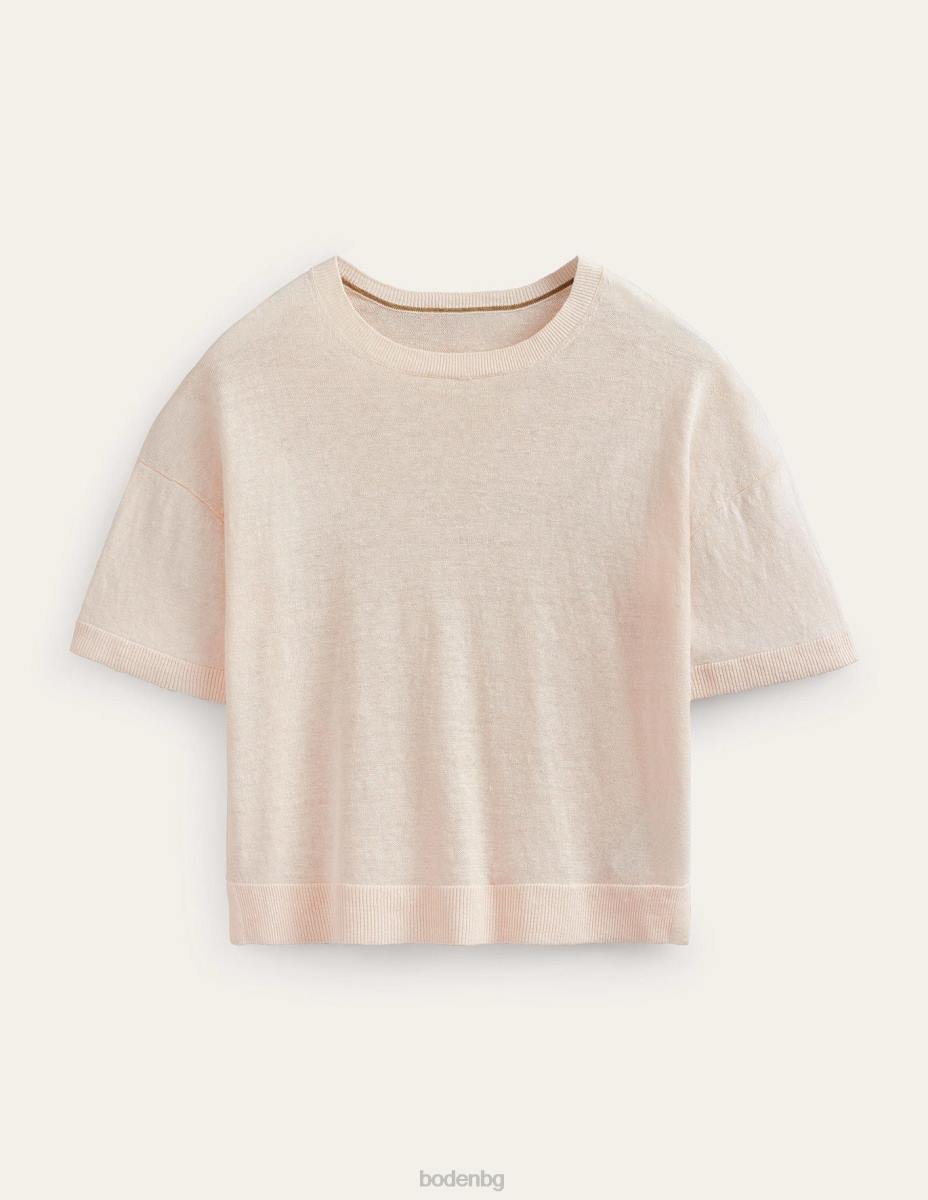 облекло Boden плетена ленена тениска топла слонова кост Жени LL681531