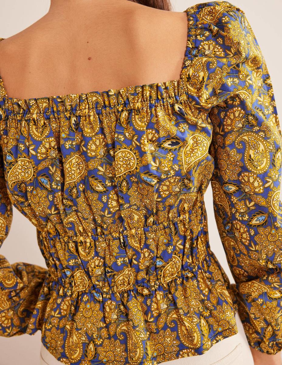 облекло Boden горна част с пеплум с набрана талия събиране на злато и пейсли тераса Жени LL681536