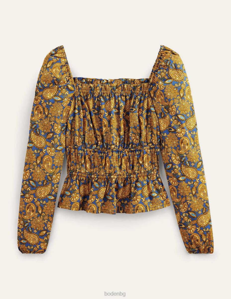 облекло Boden горна част с пеплум с набрана талия събиране на злато и пейсли тераса Жени LL681536