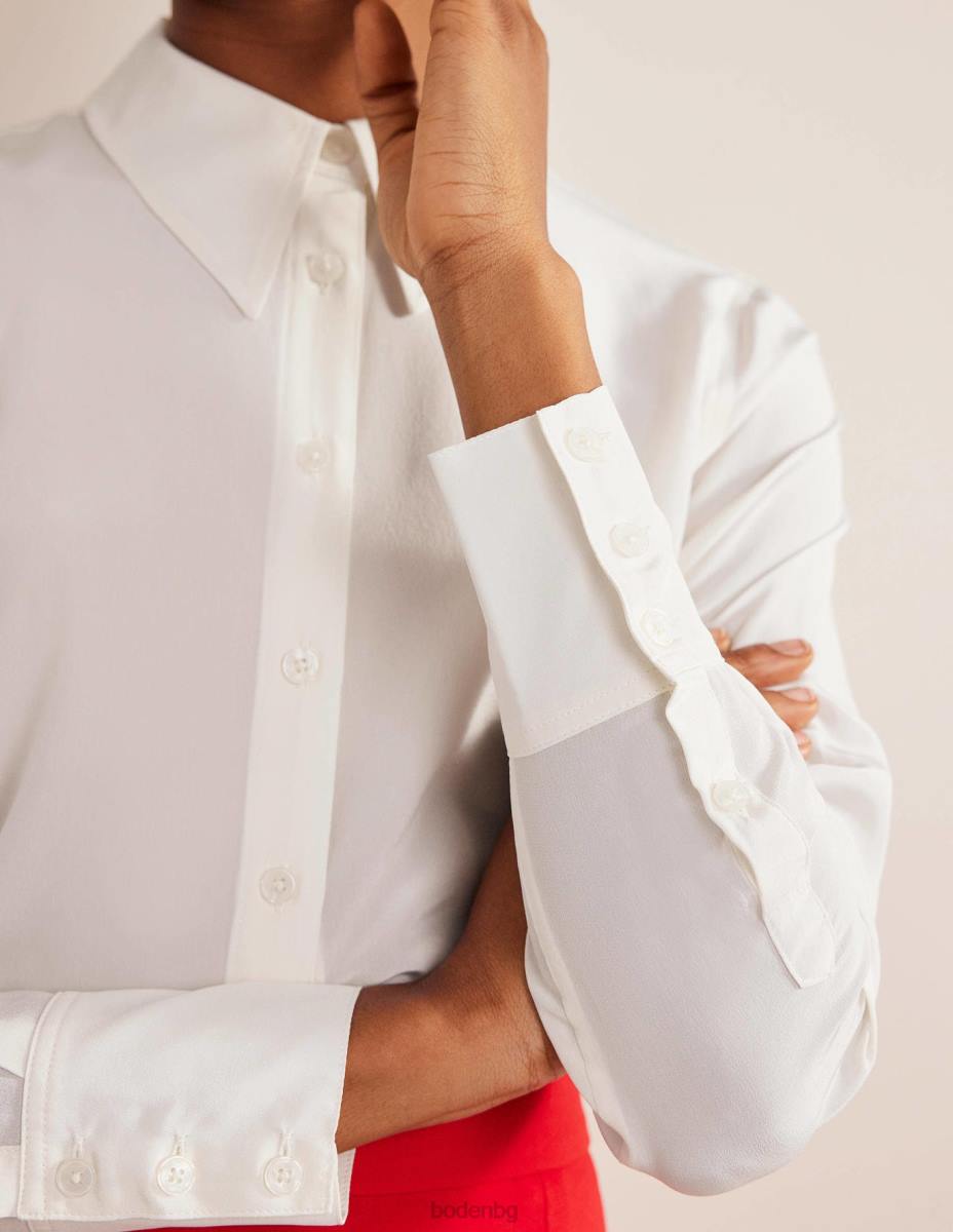 облекло Boden копринена риза слонова кост Жени LL68154