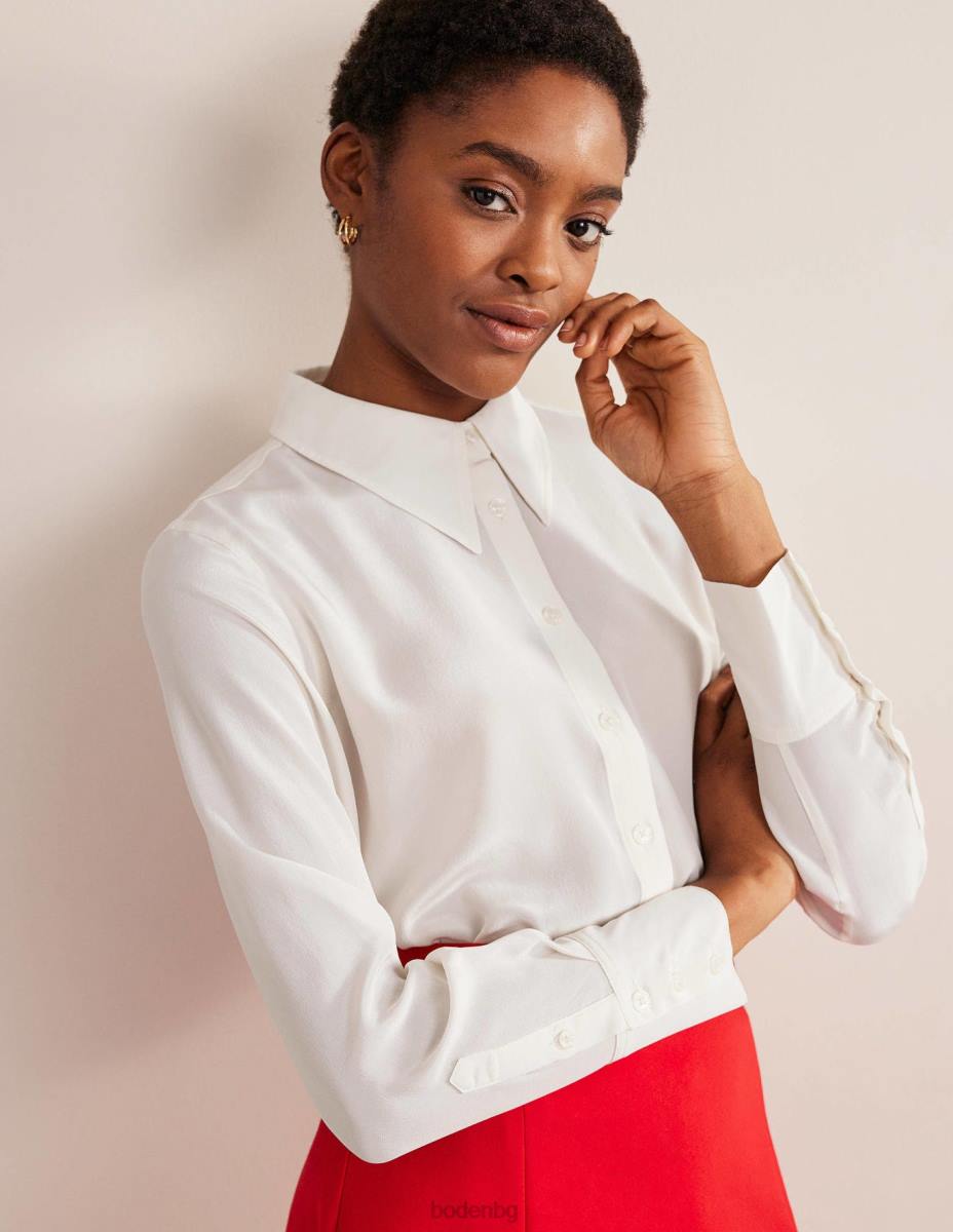 облекло Boden копринена риза слонова кост Жени LL68154