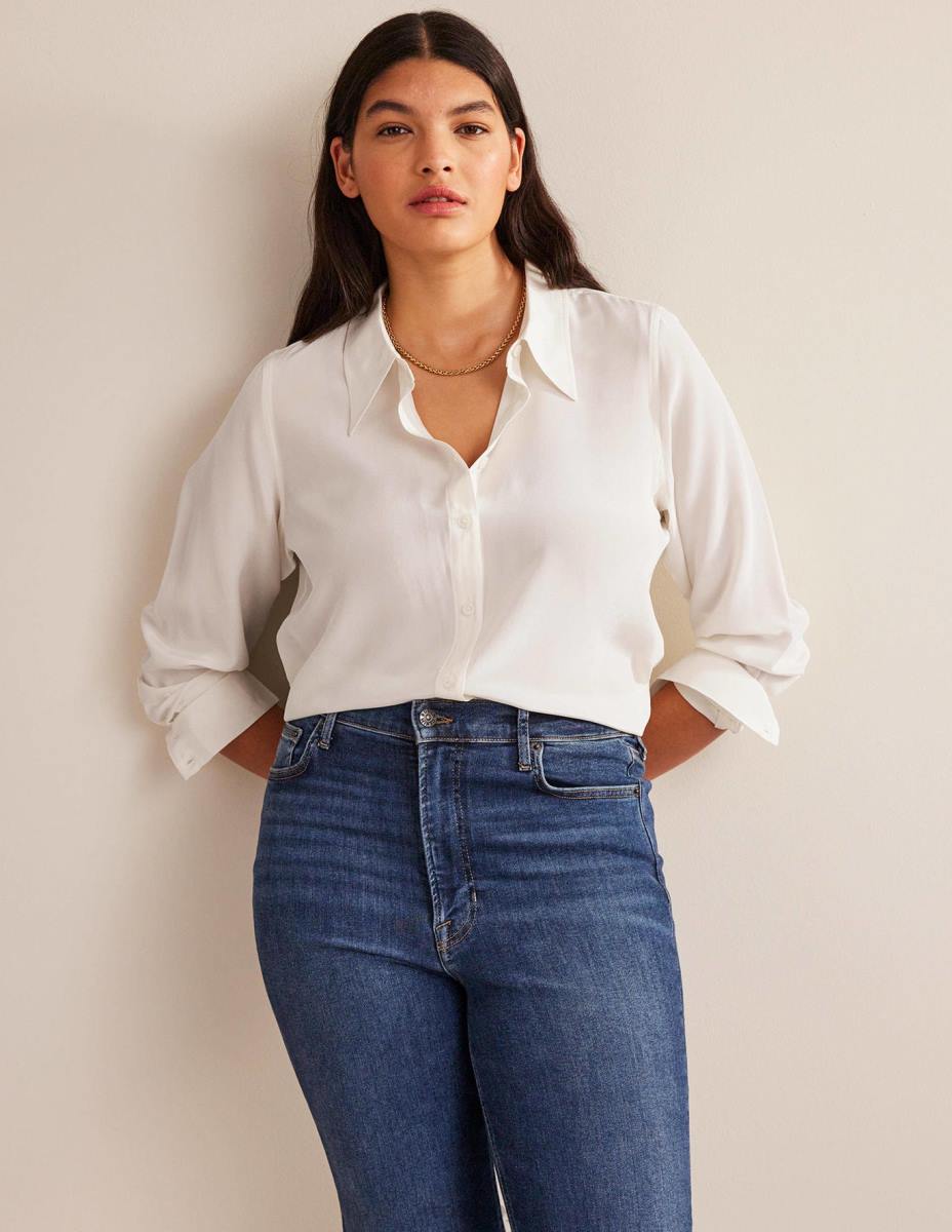 облекло Boden копринена риза слонова кост Жени LL68154